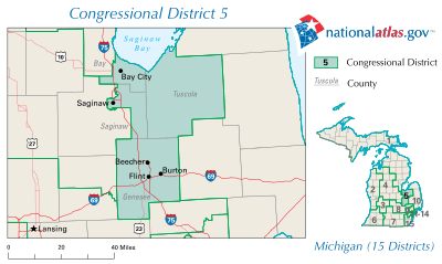 Map of the 5th Congressional District of Michigan from 2003 to 2013