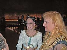 Mary McFadden (on the left) with Valerie Monroe Shakespeare, in 1999