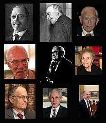 Composite image of various people related to macroeconomic theory.