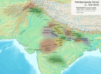 Map of India with names of major areas