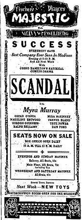 A 1924 newspaper ad promoting the Majestic Players featuring Melvyn Hesselberg (Melvyn Douglas) and Ralph Bellamy.