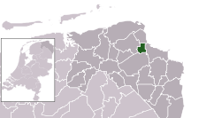 Highlighted position of Appingedam in a municipal map of Groningen