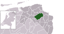 Highlighted position of Slochteren in a municipal map of Groningen
