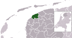 Highlighted position of het Bildt in a municipal map of Friesland