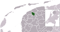 Highlighted position of Leeuwarderadeel in a municipal map of Friesland