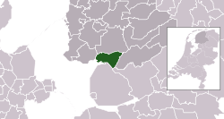 Highlighted position of Lemsterland in a municipal map of Friesland