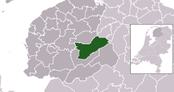 Highlighted position of Opsterland in a municipal map of Friesland