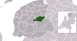 Highlighted position of Smallingerland in a municipal map of Friesland