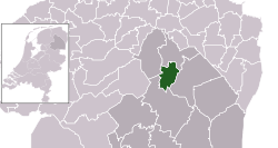 Highlighted position of Assen in a municipal map of Drenthe