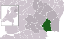 Highlighted position of Coevorden in a municipal map of Drenthe