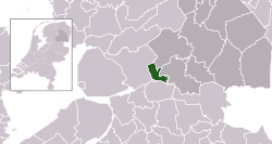 Highlighted position of Meppel in a municipal map of Drenthe
