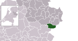 Highlighted position of Haaksbergen in a municipal map of Overijssel