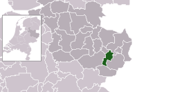 Highlighted position of Hengelo in a municipal map of Overijssel