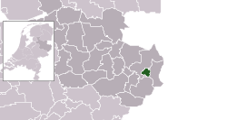 Highlighted position of Oldenzaal in a municipal map of Overijssel