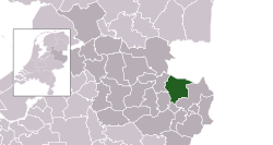 Highlighted position of Tubbergen in a municipal map of Overijssel