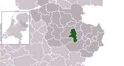 Highlighted position of Wierden in a municipal map of Overijssel