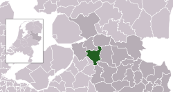 Highlighted position of Zwolle in a municipal map of Overijssel