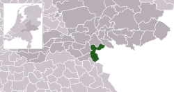 Highlighted position of Berg en Dal in a municipal map of Gelderland