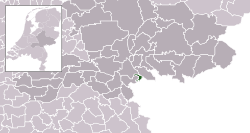 Highlighted position of Millingen aan de Rijn in a municipal map of Gelderland