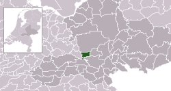 Highlighted position of Wageningen in a municipal map of Gelderland