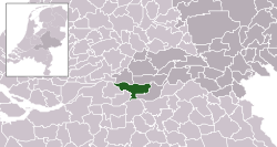 Highlighted position of Zaltbommel in a municipal map of Gelderland