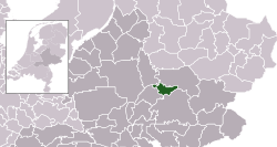 Highlighted position of Zutphen in a municipal map of Gelderland
