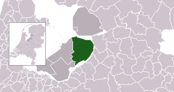 Highlighted position of Dronten in a municipal map of Flevoland