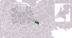 Highlighted position of Rhenen in a municipal map of Utrecht