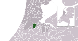 Highlighted position of Amstelveen in a municipal map of North Holland