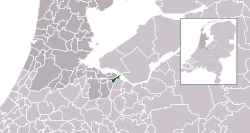 Highlighted position of Blaricum in a municipal map of North Holland