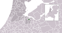 Highlighted position of Bussum in a municipal map of North Holland