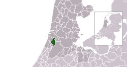 Highlighted position of Haarlem in a municipal map of North Holland