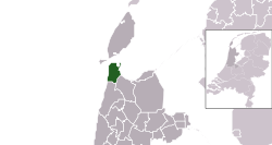 Highlighted position of Den Helder in a municipal map of North Holland