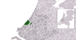 Highlighted position of The Hague in a municipal map of South Holland