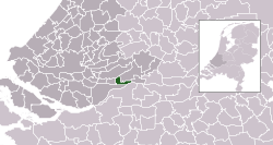 Highlighted position of Hardinxveld-Giessendam in a municipal map of South Holland