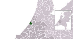 Highlighted position of Katwijk in a municipal map of South Holland