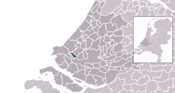Highlighted position of Maassluis in a municipal map of South Holland