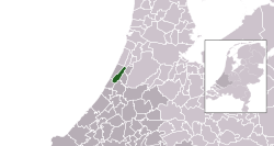 Highlighted position of Noordwijkerhout in a municipal map of South Holland