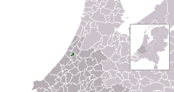Highlighted position of Oegstgeest in a municipal map of South Holland