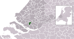 Highlighted position of Oud-Beijerland in a municipal map of South Holland