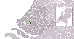 Highlighted position of Schiedam in a municipal map of South Holland