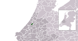 Highlighted position of Voorschoten in a municipal map of South Holland