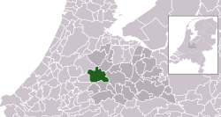 Highlighted position of Woerden in a municipal map of Utrecht