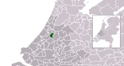 Highlighted position of Zoeterwoude in a municipal map of South Holland