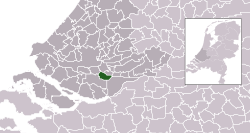 Highlighted position of Zwijndrecht in a municipal map of South Holland