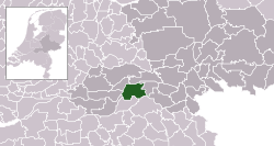 Highlighted position of West Maas en Waal in a municipal map of Gelderland