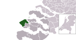 Highlighted position of Veere in a municipal map of Zeeland