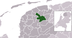Highlighted position of Tytsjerksteradiel in a municipal map of Friesland