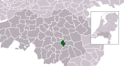 Highlighted position of Nuenen, Gerwen en Nederwetten in a municipal map of North Brabant