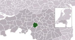 Highlighted position of Oisterwijk in a municipal map of North Brabant